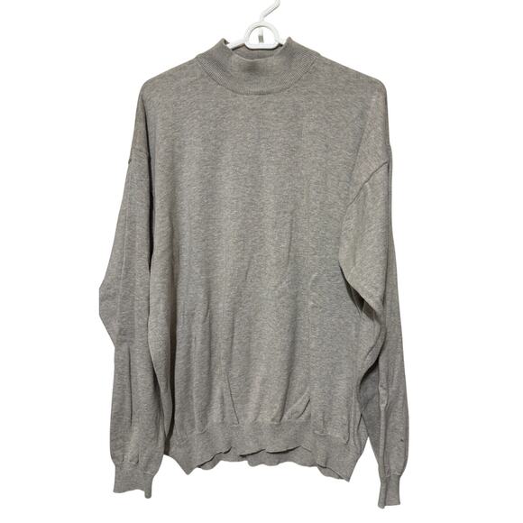 VTG Eddie Bauer Men's Mock Neck Sweater Size XXL 2X beige oatmeal 100% cotton - Picture 1 of 5